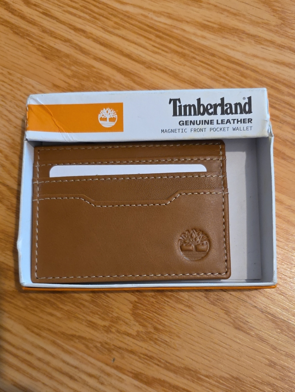Timberland Tan Genuine Leather Magnetic Front Pocket Wallet